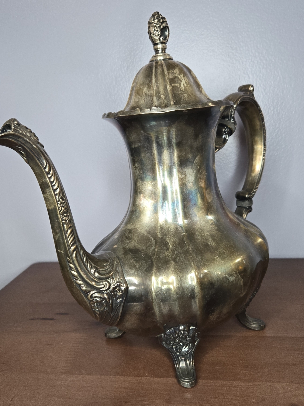 Mid Century Silver Lrg Teapot, EPCA - Lancaster Rose By Poole 400 Footed Floral
